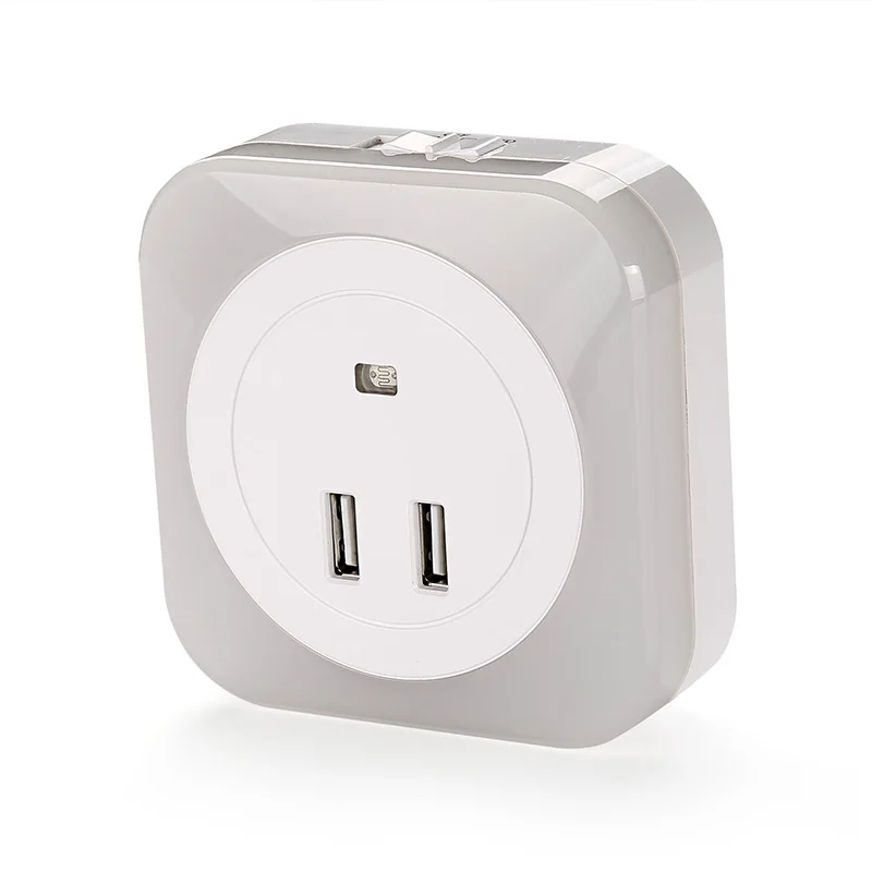 Умный светодиодный ночник с двумя usb портами и зарядным устройством штепсельная