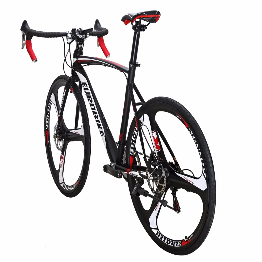 EUROBIKE Road Bike 21 Speed 700C Bicycle Dual Disc Brake Frame size 54cm 3-Spoke Bike