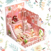 Миниатюрный Кукольный дом Розовая мечта синий Stat DIY унисекс деревянная мебель Dollhouse ремесел взрослый подросток игрушки модель здания Наборы