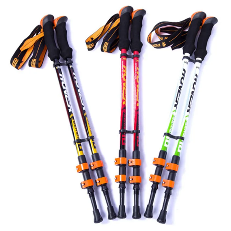 

High Trek Hiking Poles carbon fiber Trekking Walking Climbing Tungsten Carbide Tips Ultralight Adjustable Height Anti-Shock