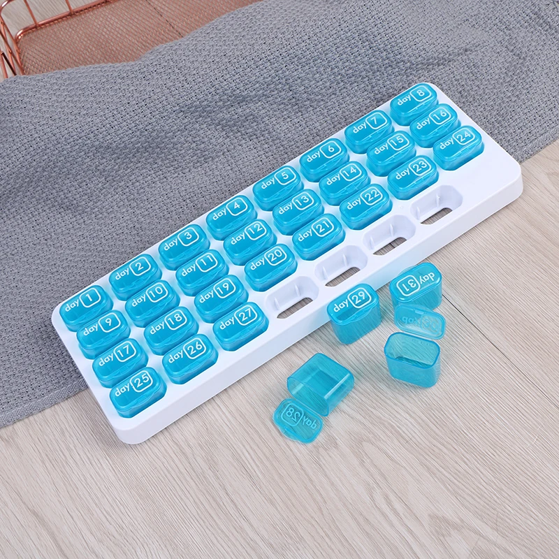 

1PC Pill Organiser Box for One Month Portable Pill Box 31 Grids Folding Vitamin Medicine Health Care Pill Cases