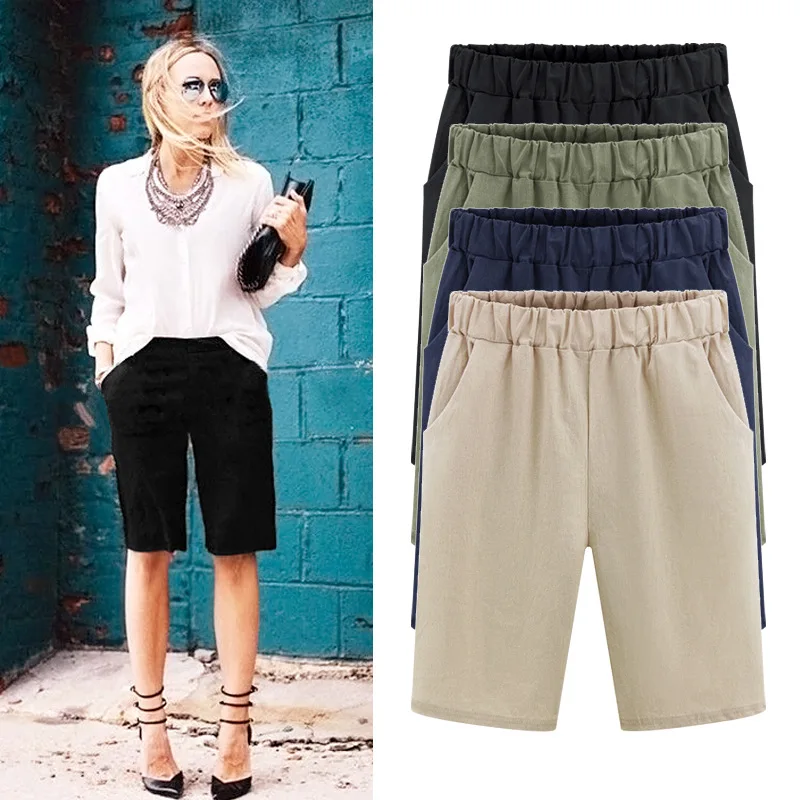 Msmsse Plus Size Shorts Summer Causal Elastic Waist Shorts for Women