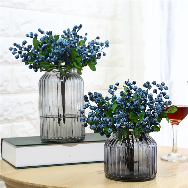 

Bonsai Blueberry Artificial Plants Small California berry 6color European style artificial flower berry garden decoration ADQ001