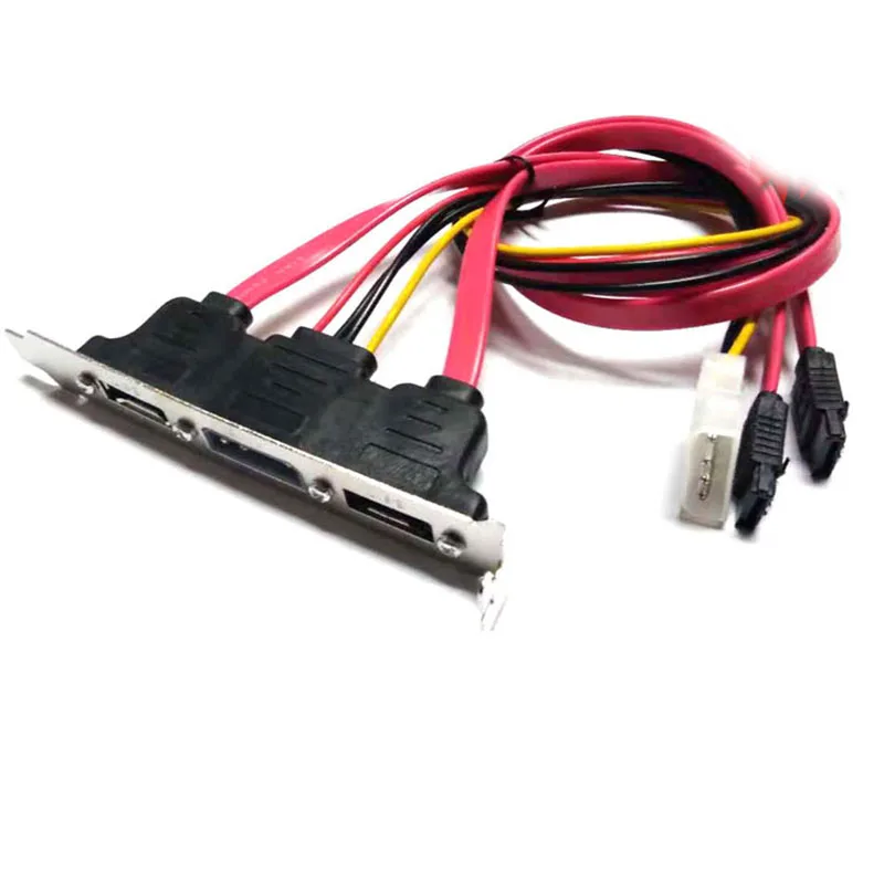Dual SATA To 2 Ports ESATA 4 Pin IDE Power PCI Bracket Slot Cable 