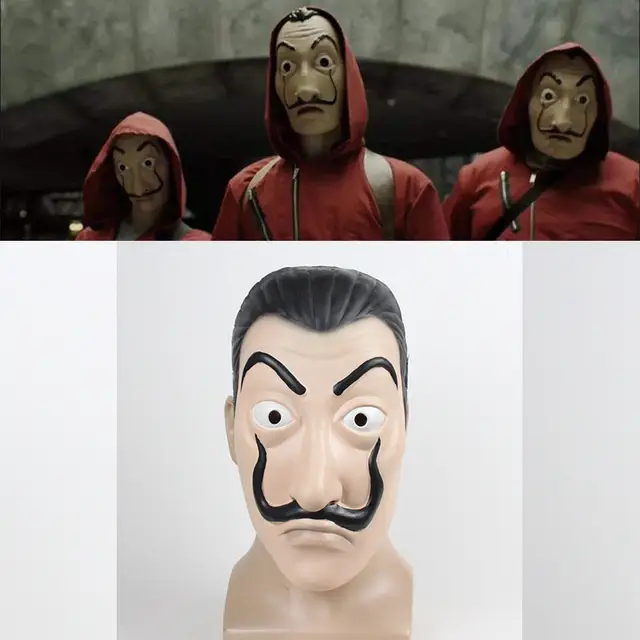 New La Casa De Papel Face Mask Money Heist Salvador Dali Latex Halloween Cosplay