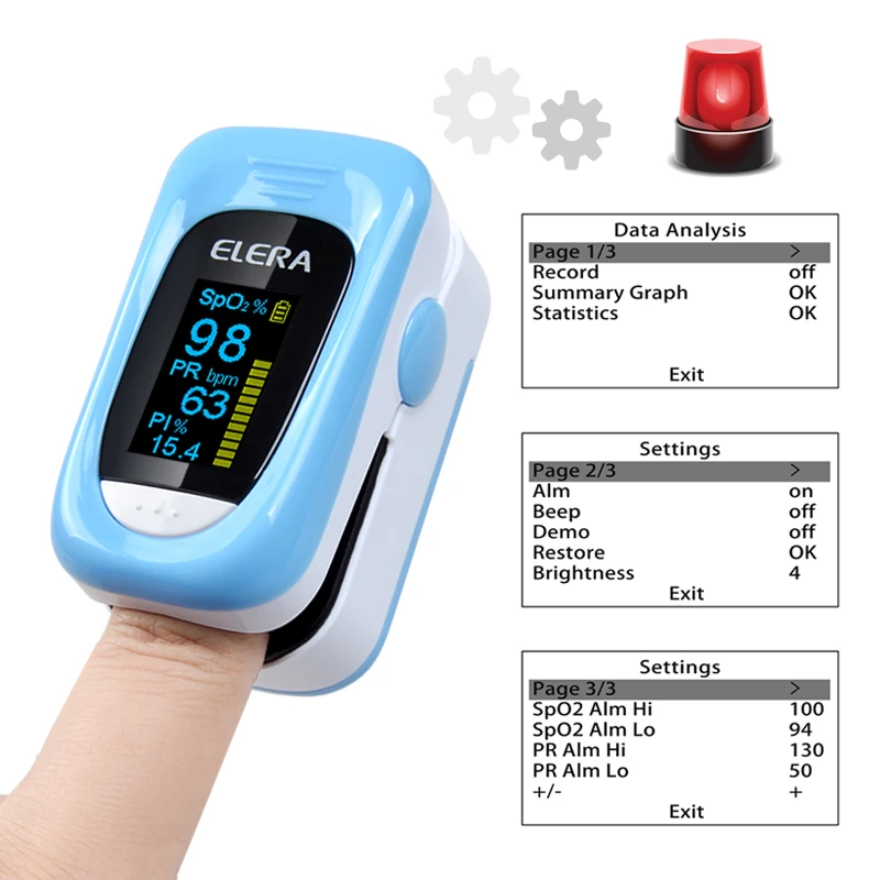 ELERA новейший пальцевой Пульсоксиметр запись данных Oximetro SPO2 PR PI кислород крови 8 часов сна Monito ручной пульсоксиметр