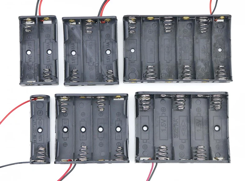 1 шт. 1,5 V AA Батарея держатель Чехол Коробка переключатель 1/2/3/4/5/6 слот красные, черные проволочные выводы