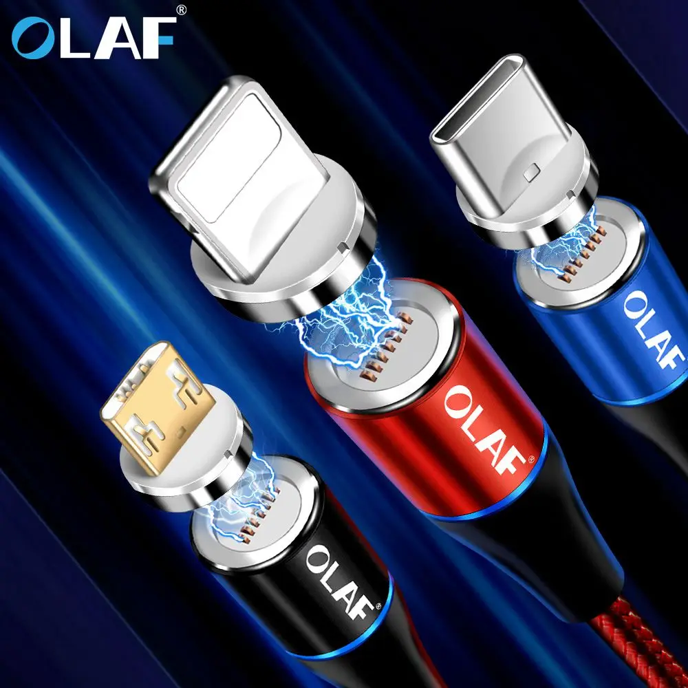

OLAF 3A LED Magnetic Cable Micro usb Type C Fast Charging Microusb Type-C Magnet Charger for iphone Xs MAX Samsung Usb-c Cables
