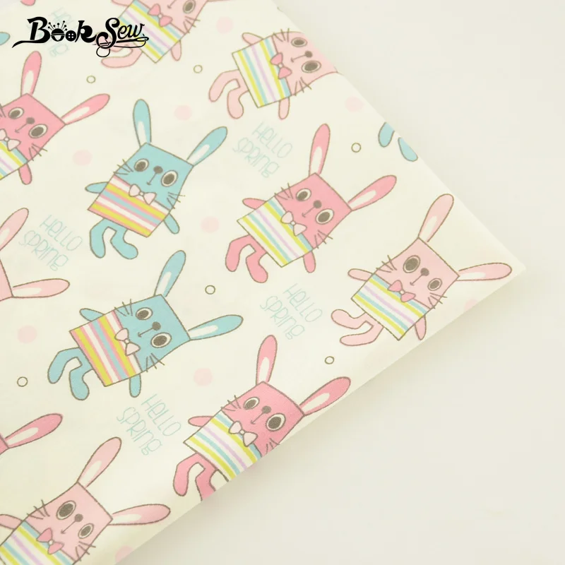 Booksew Текстиль для дома ткань мультфильм кролик Дизайн 100% хлопок саржа Ткань