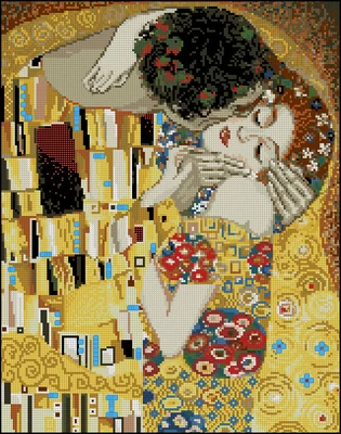 

14/16/18/28 Top Quality Lovely Cute Counted Cross Stitch Kit The Kiss G Klimt Painting Abstract Riolis 1170