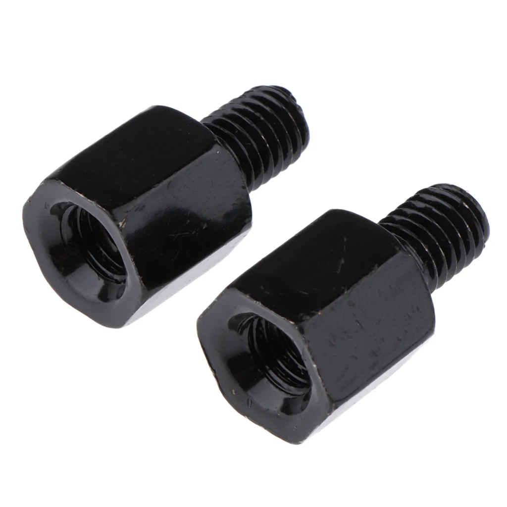 1 Pair Black Right Left Thread Adapter Wing Mirror Adapter RH 8mm - RH 8mm Bolt Rear View For Yamaha Motorcycle