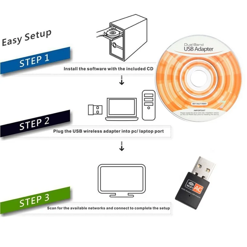 Беспроводная сетевая карта 600 Мбит/с 2,4 г 5 ГГц USB Wifi адаптер Ethernet антенна Wi-Fi приемник USB LAN AC двухдиапазонный для ПК Wi-Fi ключ