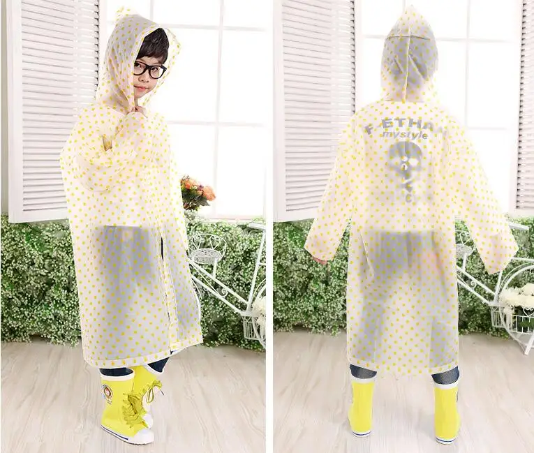 8.Student Raincoat for Child Children Dot Kid Girls boy Rain Coat Waterproof Long Rainwear Poncho Rainsuit Rainjacket Hot sale