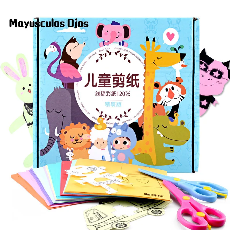 

ZH Children's Paper-cut Book 120PCS Sheets Kindergarten Handmade Origami Encyclopedia DIY Kits Materials For Making