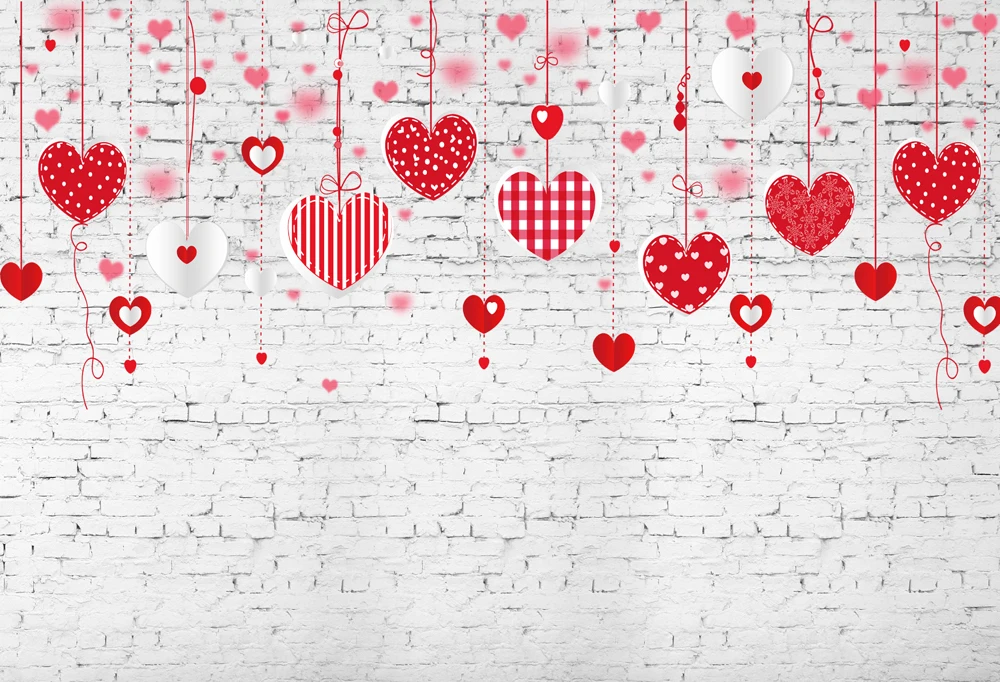 

Customized romantic brick wall decoration Wedding Backgrounds Love Heart Photography Backdrops Photo Props Studio Background