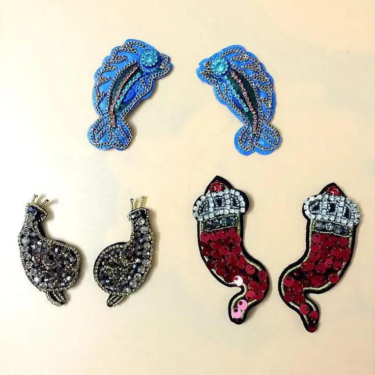 

Sequined Fish leech Patch for Clothes Sewing on Rhinestone Beaded Applique for Jackets Jeans Bags Shoes Beading Sequins Applique
