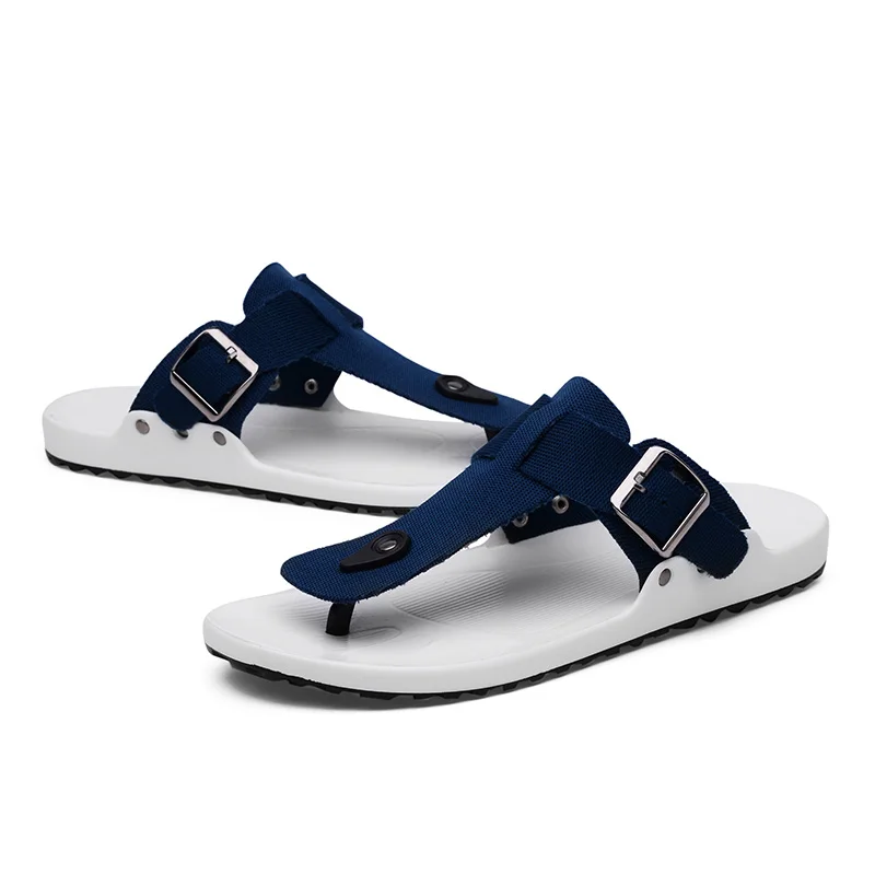 2018 Canvas Sandals Men Black Blue Grey Flip Flops Casual Flat Sandals  Summer Beach Slipper Men Comfort Design Flip Flops Shoes - Men's Slippers -  AliExpress