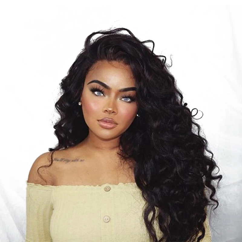 13x4 250% Density Lace Front Human Hair Wigs For Women Loose Wave Brazilian Lace Wigs Pre Plucked Ever Beauty Remy Full Black