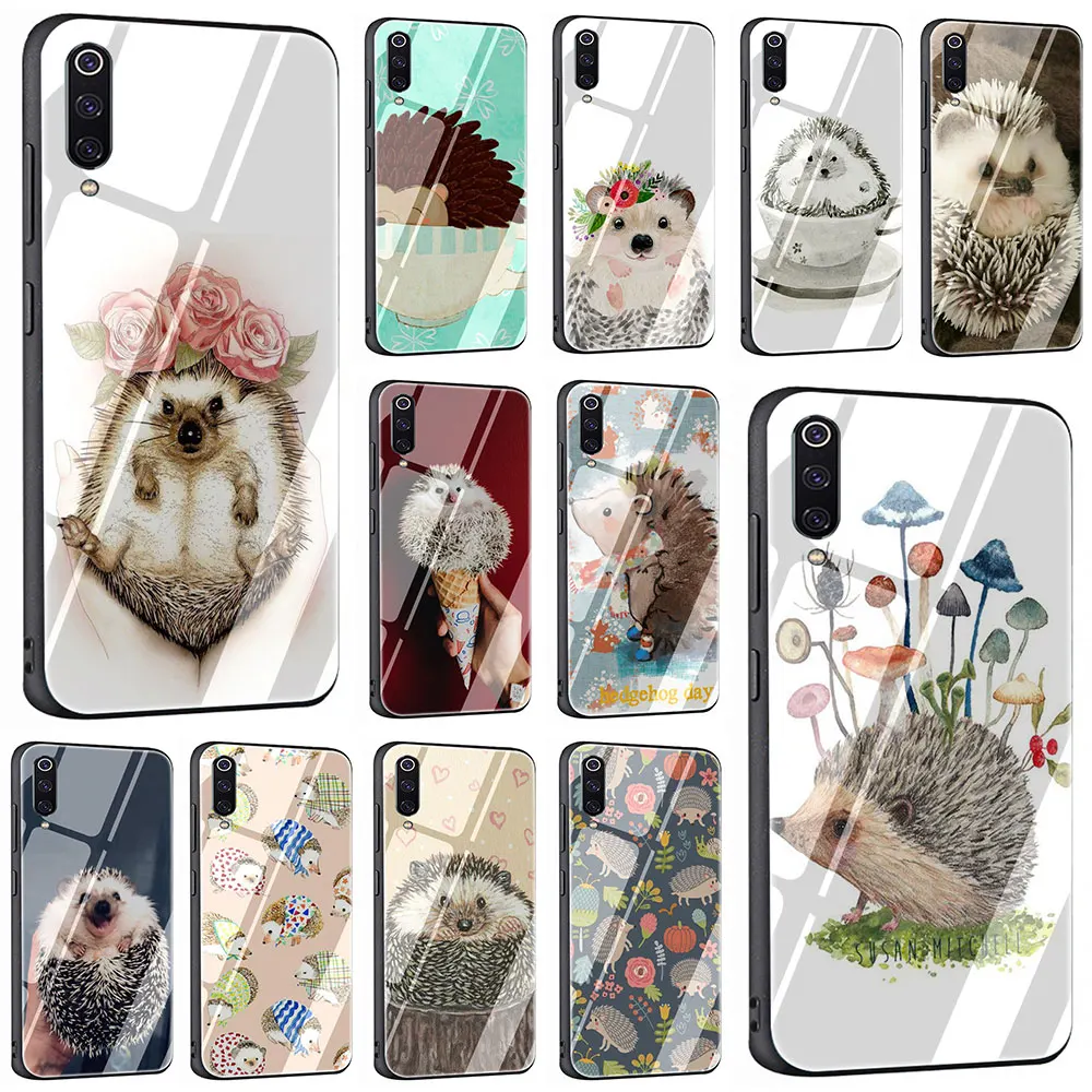 

Hedgehog Cute in Teacup Tempered Glass Phone Cover Case For Xiaomi Mi 8 9 Redmi 4X 6A Note 5 6 7 Pro Pocophone F1