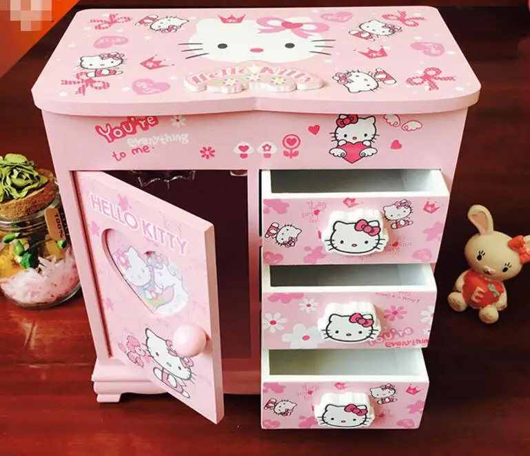 YM 720 мультяшная hello kitty Прекрасная деревянная шкатулка аксессуары