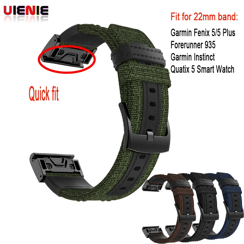 

22mm Quick Fit Woven Nylon Sweatproof Watch Band Strap for Garmin Fenix 5 /5 Plus/Forerunner 935/Approach S60 Wristband bracelet