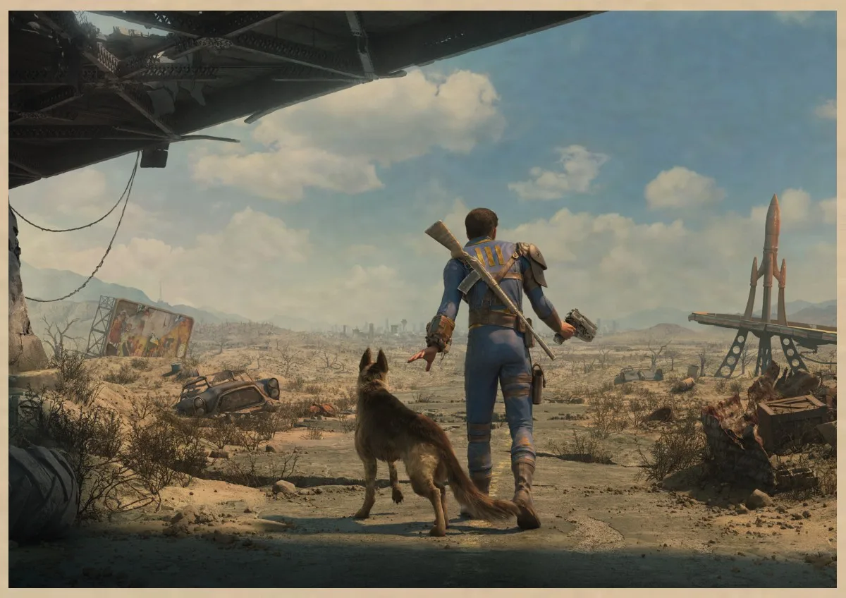 Игровой плакат Fallout 3 4 домашняя декорация игровой постер из крафт бумаги наклейки
