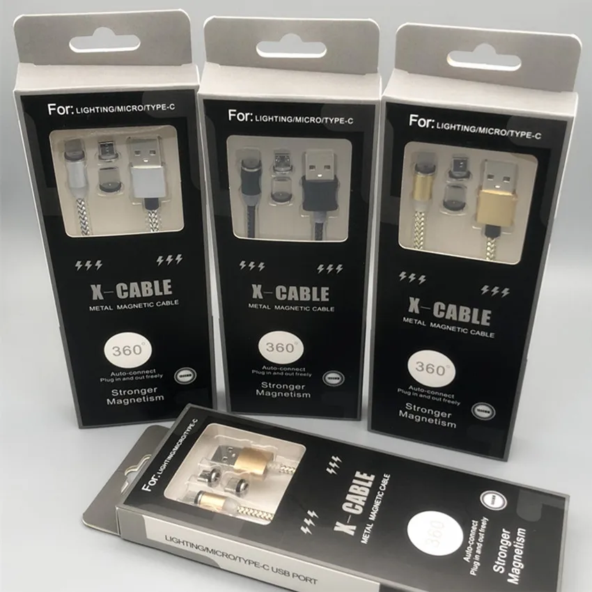 3 в 1 360 градусов Круглый Магнитный usb-кабель нейлоновый Плетеный зарядный кабель для iphone samsung type C micro кабель для android-устройств