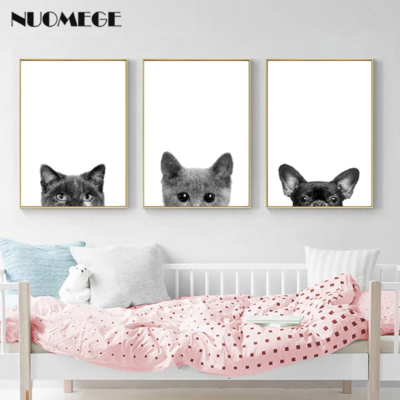 

Nordic Posters Pet Cat Dog Canvas Painting Minimalist Nursery Wall art Pictures Print for Kids Room Animal Picture Decor