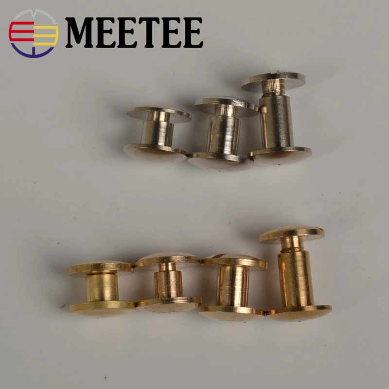 

10pcs Meetee Solid Brass Nail Buckles Metal Rivet for Bag Purses Clasps Studs Screw Buttons Leathercraft Accessor ZK169