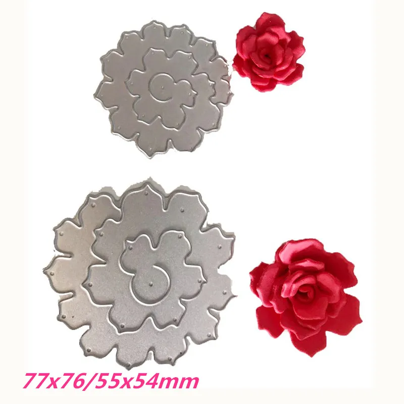 

77x76/55x54mm Rose Flower Photo Frame Metal Stencil for DIY Scrapbooking/Photo Album Decorative Embossing DIY Paper Card