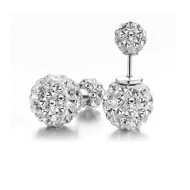 Fashion Jewelry Double Side Rhinestone Earring Shamballa Earrings Fashion Jewelry Double Side Rhinestone Earring Shamballa Earrings Crystal Ball Women Stud 8mm 16mm