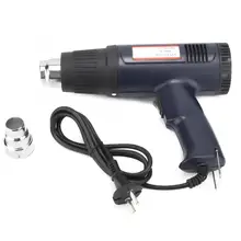 Электрический пистолет горячего воздуха Регулируемая температура и скорость потока горячего воздуха пистолет двойной температуры Отопление термопистолет Европейская розетка 220 В