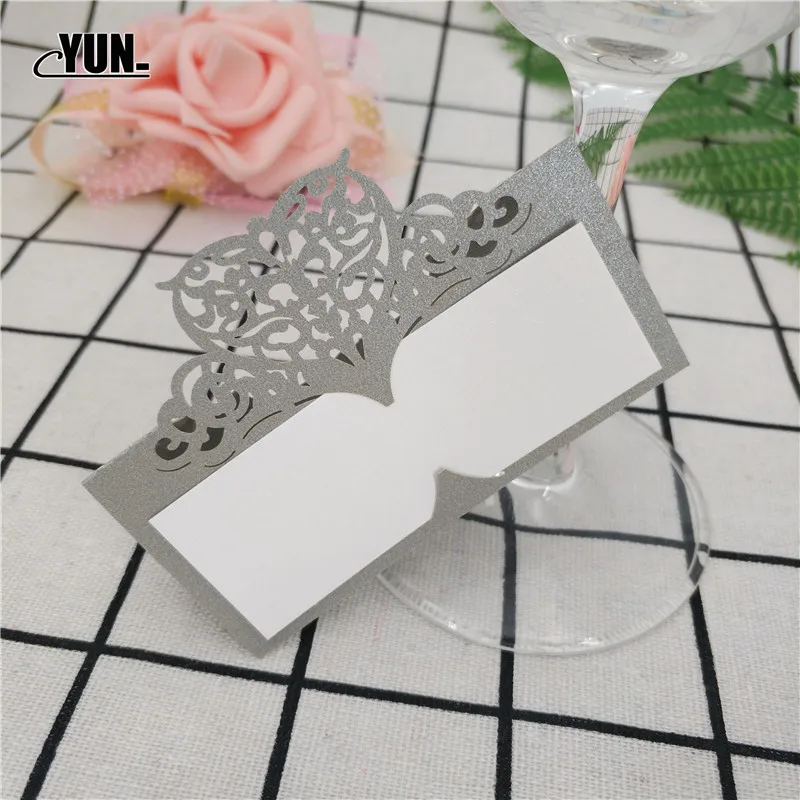 Laser Cut Place Cards 50Pcs Wedding Name Cards Guest Wedding Party Table Decoration Name Place Card Wedding Decoration 8D