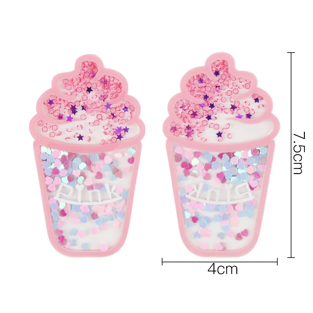 1pc Liquid Quicksand Cover Filling Sequins Cactus Unicorn Appliques Cute Acrylic Accessories Phone Decor DIY Hair Clips Material