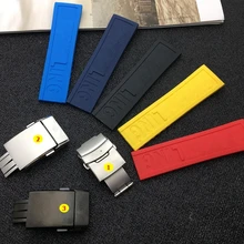 Черный, желтый, красный, темно-синяя силиконовая резина, ремешок 22 мм, 24 мм, ремешок для часов, браслет для navitimer/avenger/Breitling