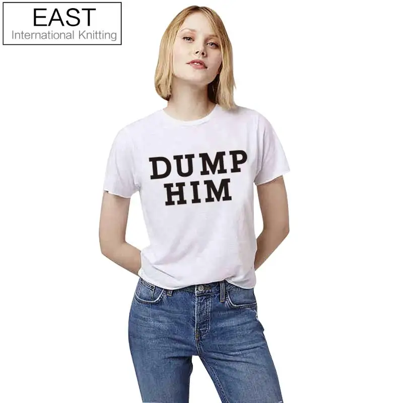 

Street Fashion Harajuku Tshirt Women White Short Sleeve T-shirt DUMP HIM Printed Casual Tees Plus Size