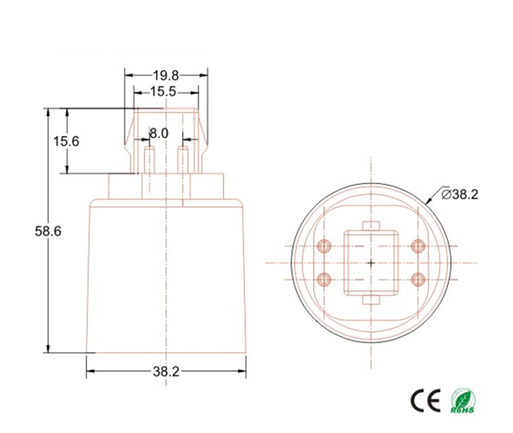 Адаптер CFL GX24q к E27 E26 адаптер GX24Q E26/E27 светодиодная лампа требуется Выкидной