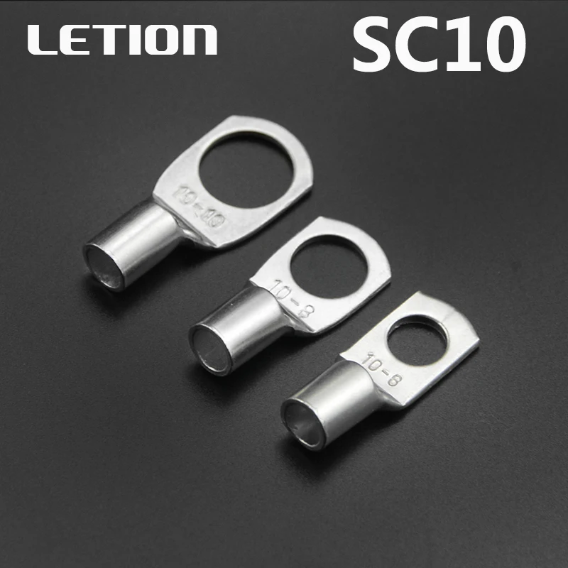 

SC10 Tined copper connecting terminal bolt hole cable lugs battery terminals 10mm square wire 200PCS 500PCS Free Shipping