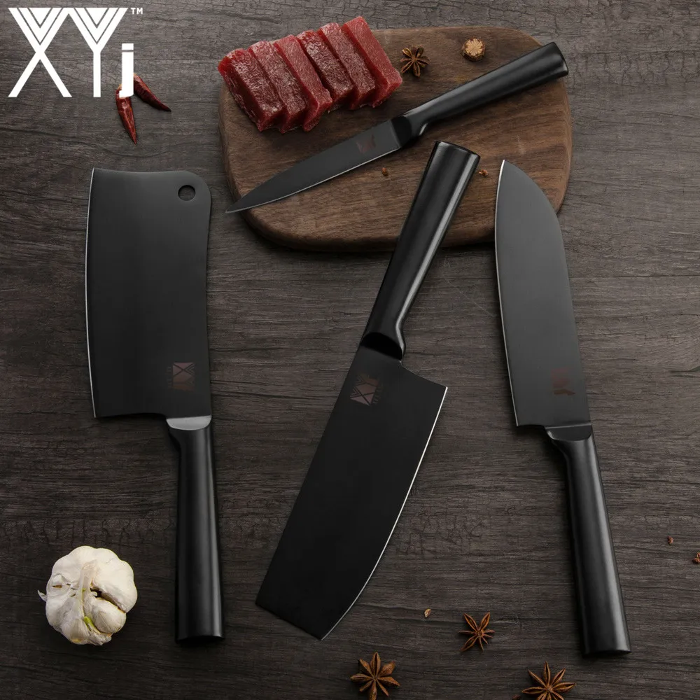 XYj 4 шт. нескользящий набор ножей из нержавеющей стали 7 ''Santoku 6,5'' разделочный 5 ''универсальный нож инструменты для приготовления мяса рыбы