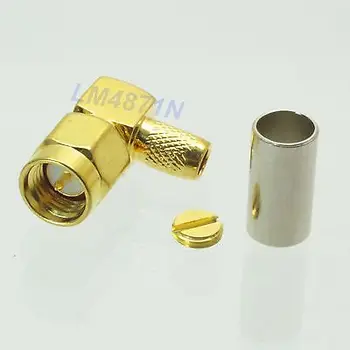 

SMA male plug 10pcs Connector crimp 90 RG58 RG142 LMR195 cable right angle