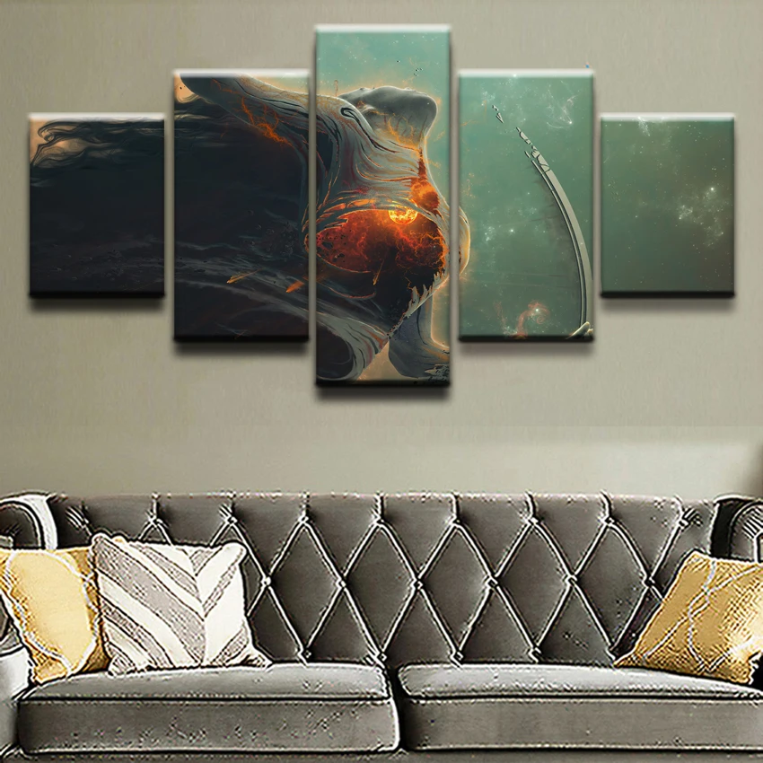 Us 10 4 48 Off 5 Piece Top Rated Canvas Print Sci Fi Space Woman Poster Decor Painting Wall Art Pictures Modern Artwork Home Decor For Bedroom In