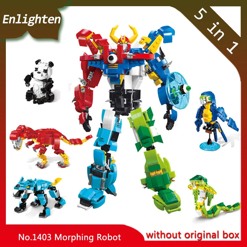 

Enlighten 5 in 1 Morphing Robot 1403 Schepper Van God War Figuur Blokken Building Blocks Kids Toys Gift Compatible Legoings