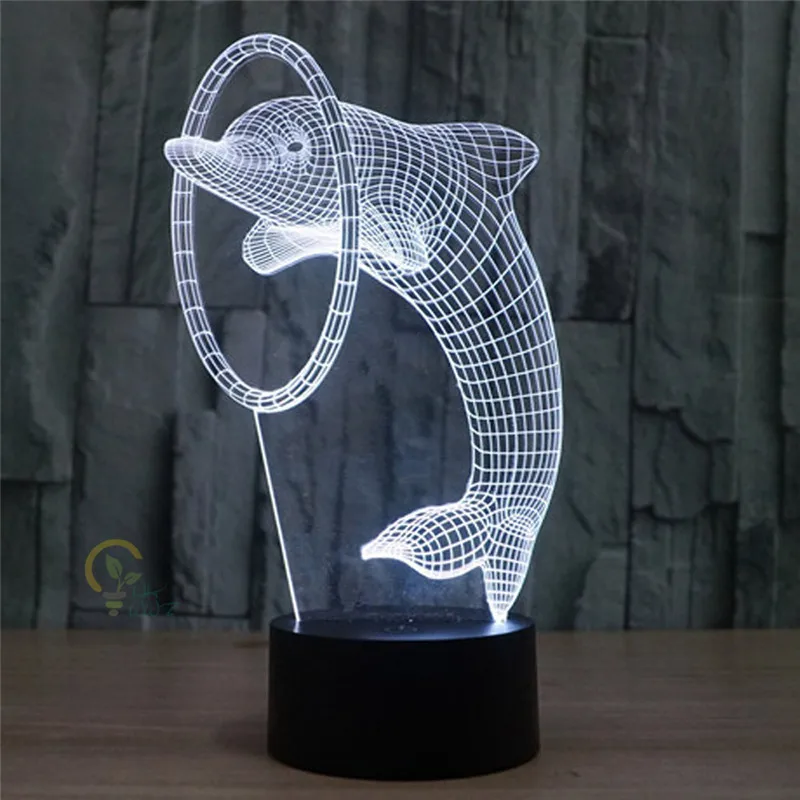 Креативные милые Дельфин 3D ночник Kinderschoenen Met Led Verlichting лампе Detecteur де Mou 3D лампы для детей