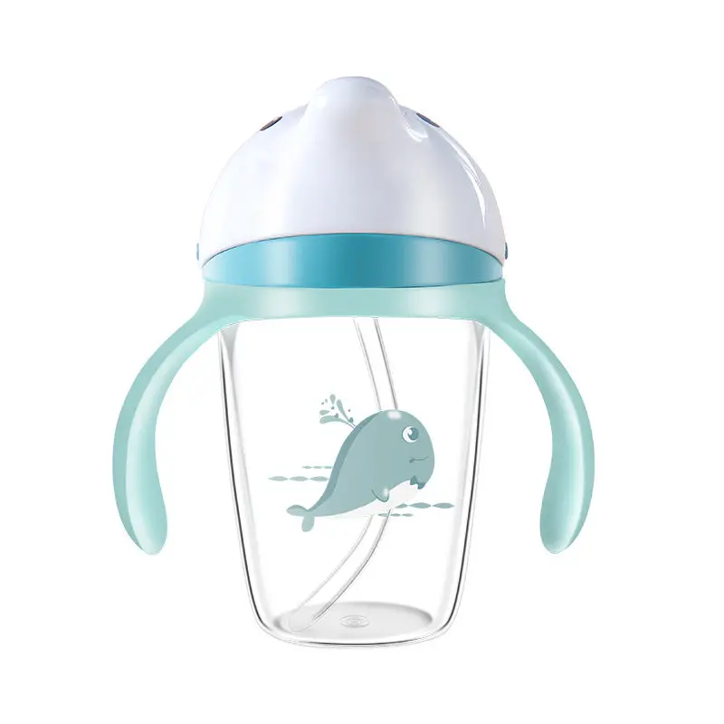 

BIBILOVE baby cute cartoon pattern water straw cup no leaking and high quality material bottle for 6-18 months baby