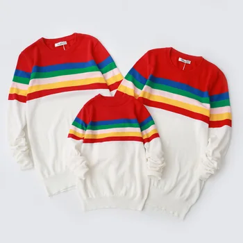 

HOT Ins Family Look Mother Father Daughter Sweaters Clothes Family Matching Outfits Son Little Sister Couples Matching Clothing