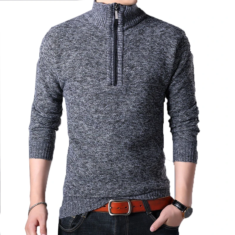 

Mens Sweaters 2019 Autumn Winter Thick Warm Sweaters Mandarin Collar Fleece Sweater Male Knitted Cashmere Pullover Tops M-3XL