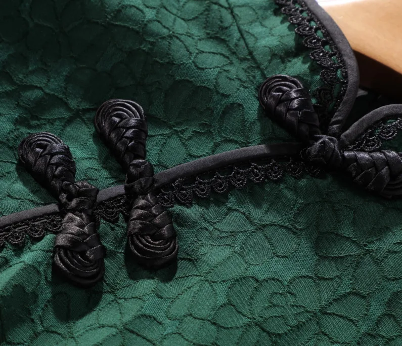SHENG COCO Lace Shirts Chinese Style Cheongsam Tops Woman China Classical Lace Qipao Shirts Green Grace Temperament Tops