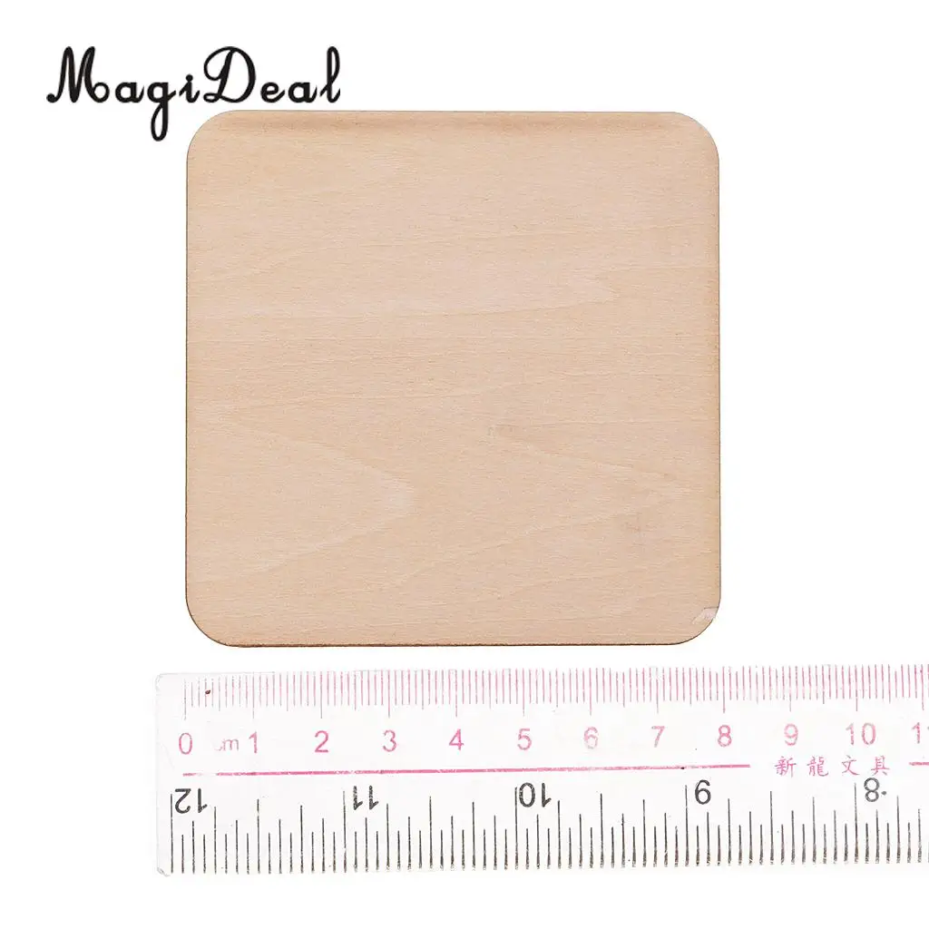 50mm 80mm 120mm Wooden Square MDF Unfinished Wood Pieces Blank Plaque for DIY Craft Pyrography Embellishments