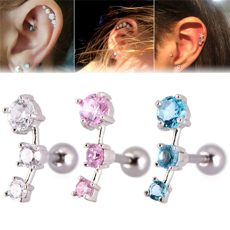 

1 Pcs Stainless Steel Zircon Tragus Earring Ear Piercing Cartilage Ring Jewelry For Women