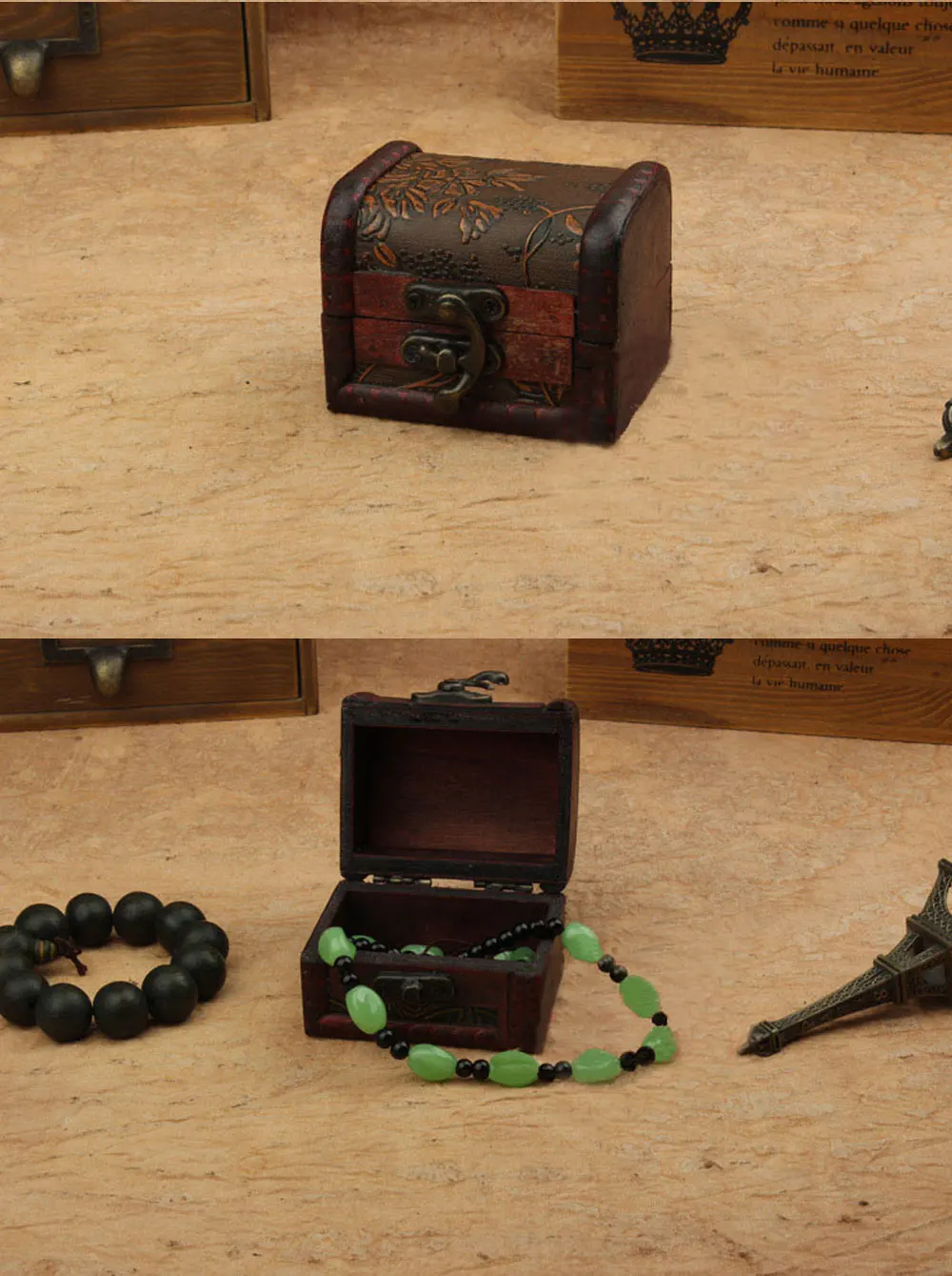 Leewince винтажная деревянная мини-коробка для ювелирных изделий в европейском стиле свадебный подарок ожерелье подвеска кольца подарки чехол для хранения Винтаж